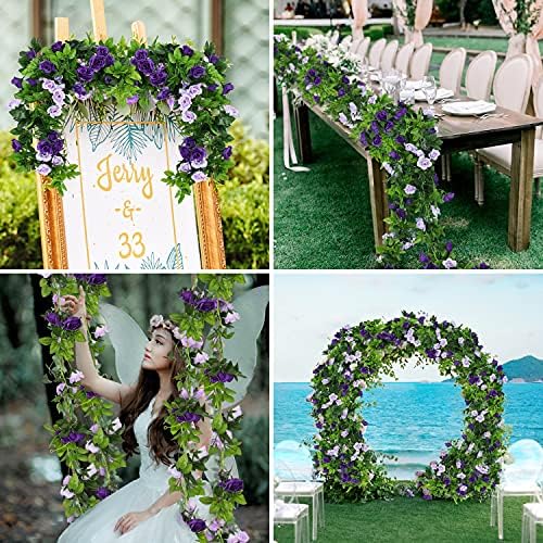 JUSTOYOU 2 Pack Fake Rose Garland Artificial Flowers Wedding Decoration