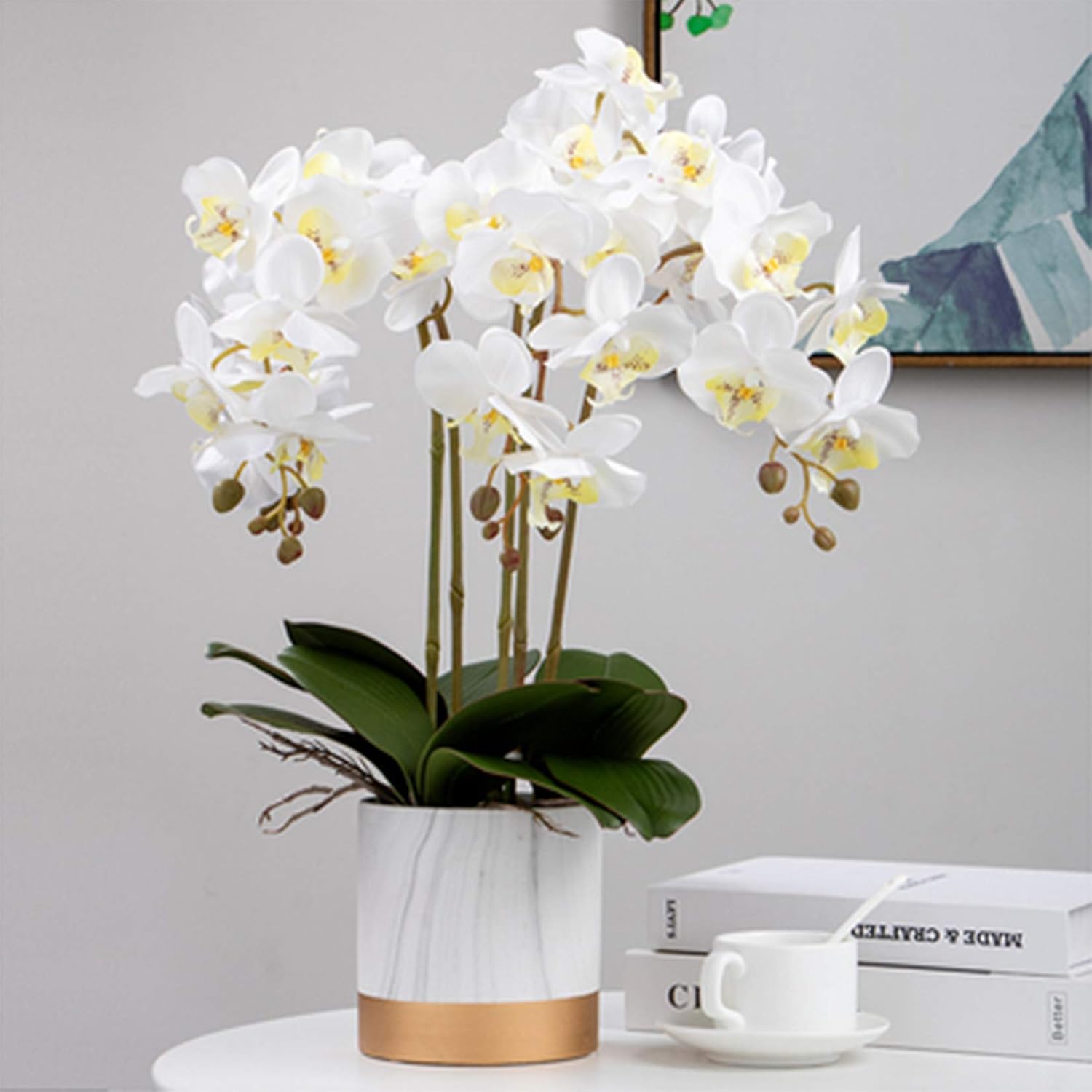 FagusHome 32 Inch Artificial Orchid Flowers 6 Pcs