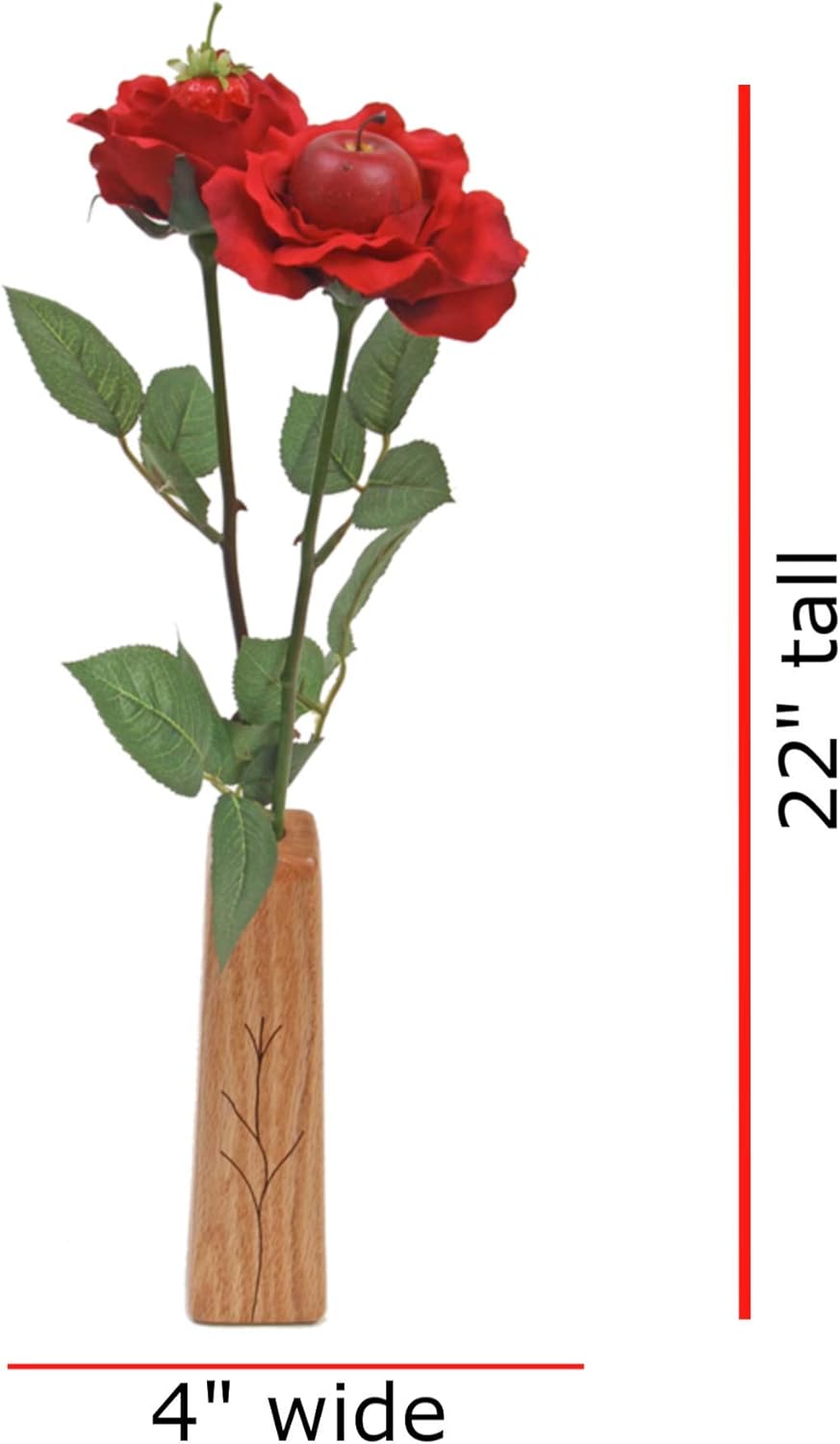 4th Anniversary Fruit Rose Bouquet Red 2-Stem with Vase