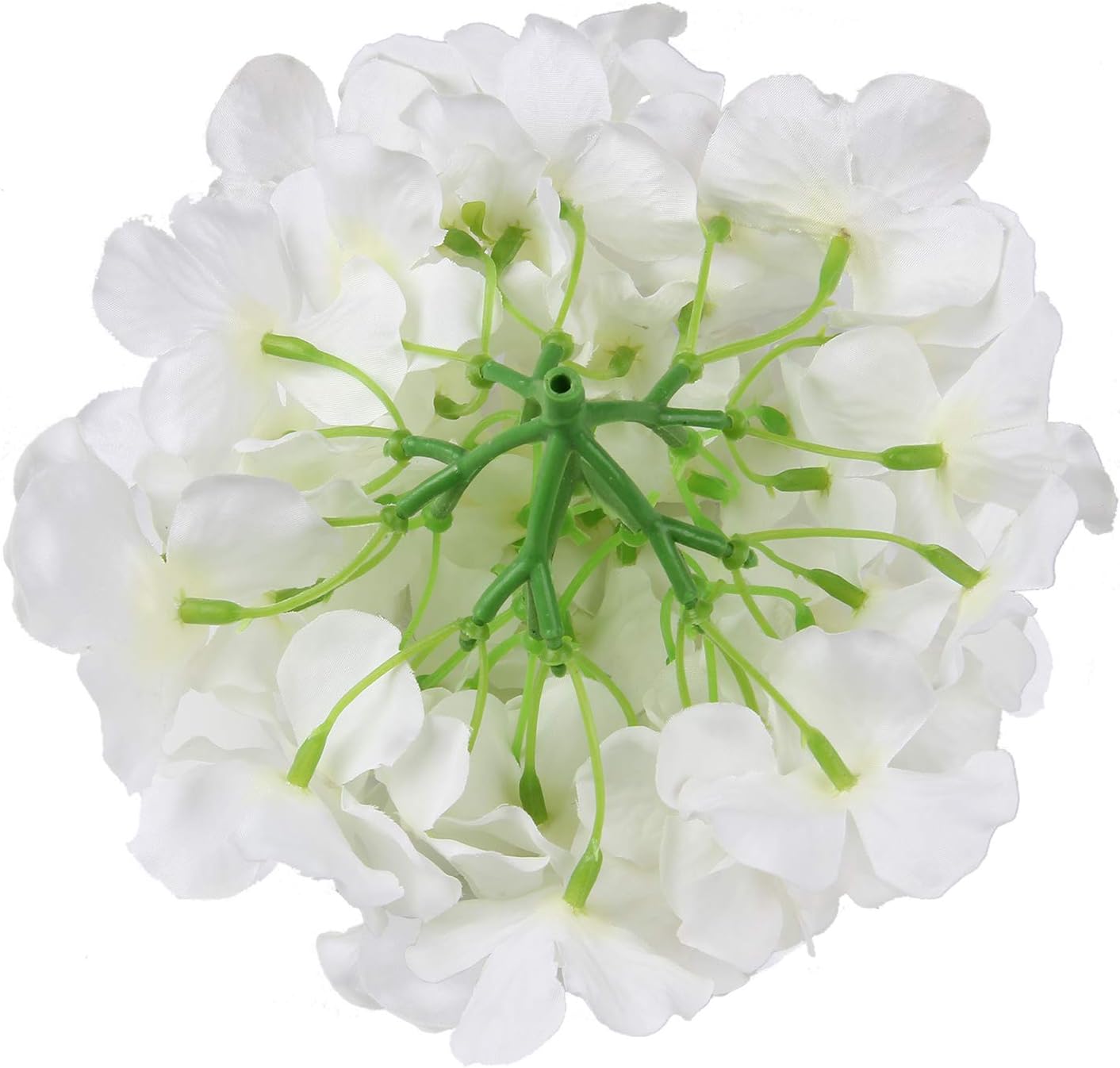 Flojery Silk Hydrangea Flower Heads with Stems Pack of 10 White