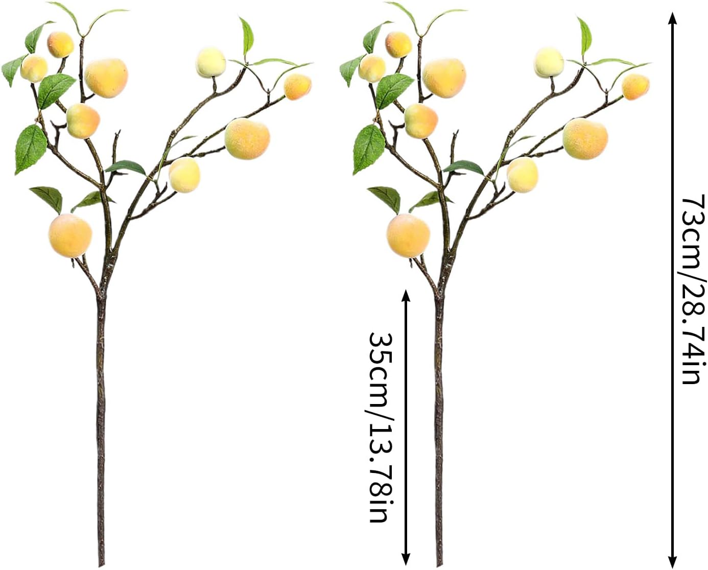 NFNSIG Artificial Peach Tree Branches with Peaches and Green Leaves
