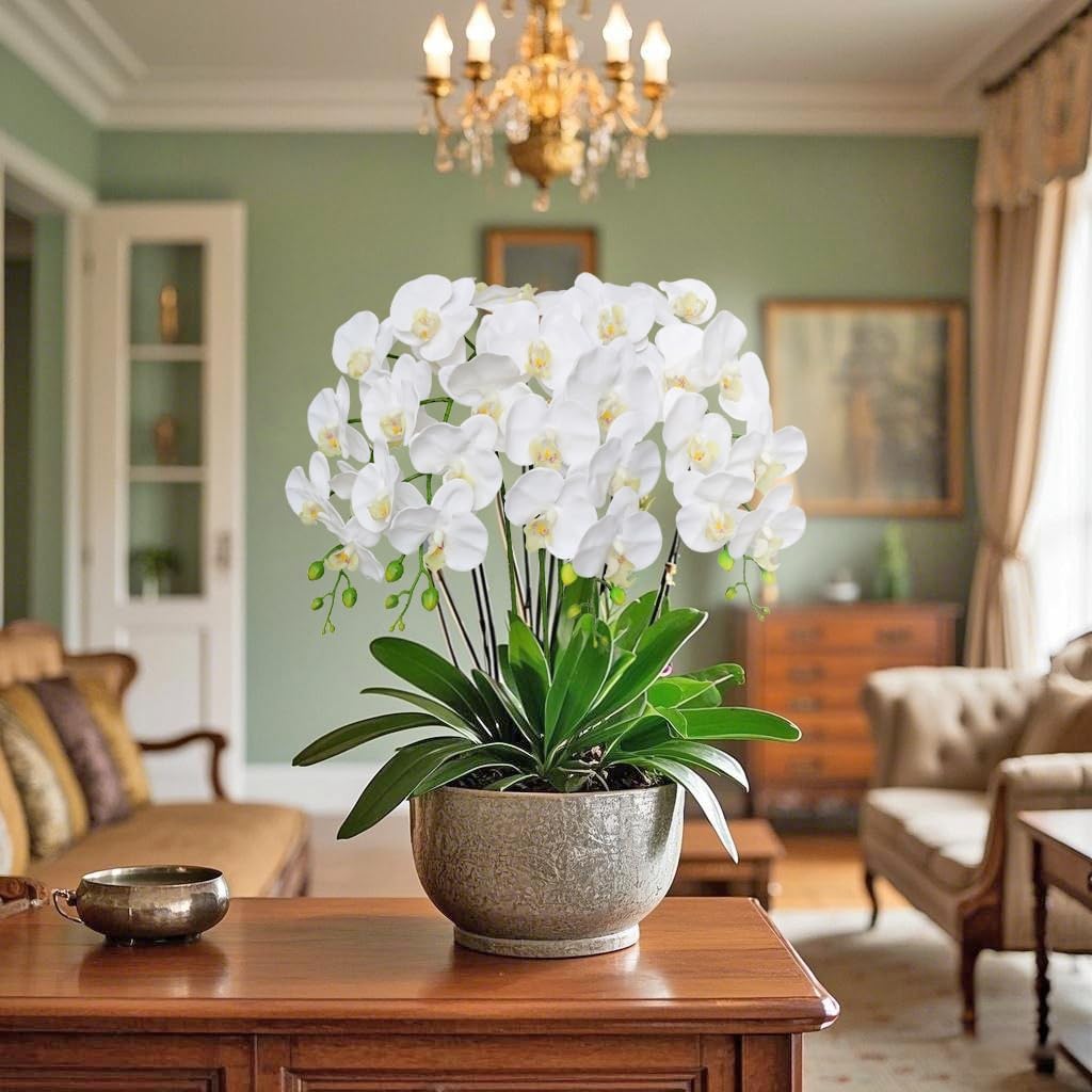 Htmeing 38 Inch Artificial Phalaenopsis Flowers Branches Real Touch