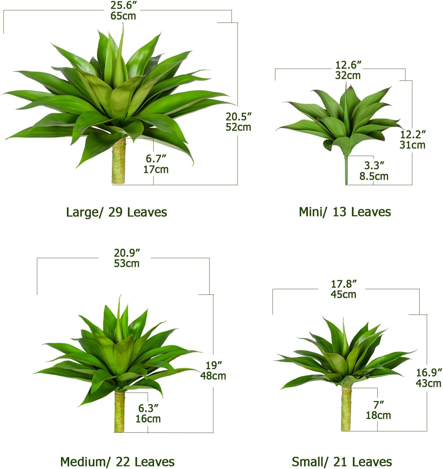 Artificial Agave Plants 2Pack 28 Inch UV Resistant
