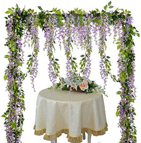 Lvydec Wisteria Artificial Flowers Garland Light Purple 288ft 4 Pcs