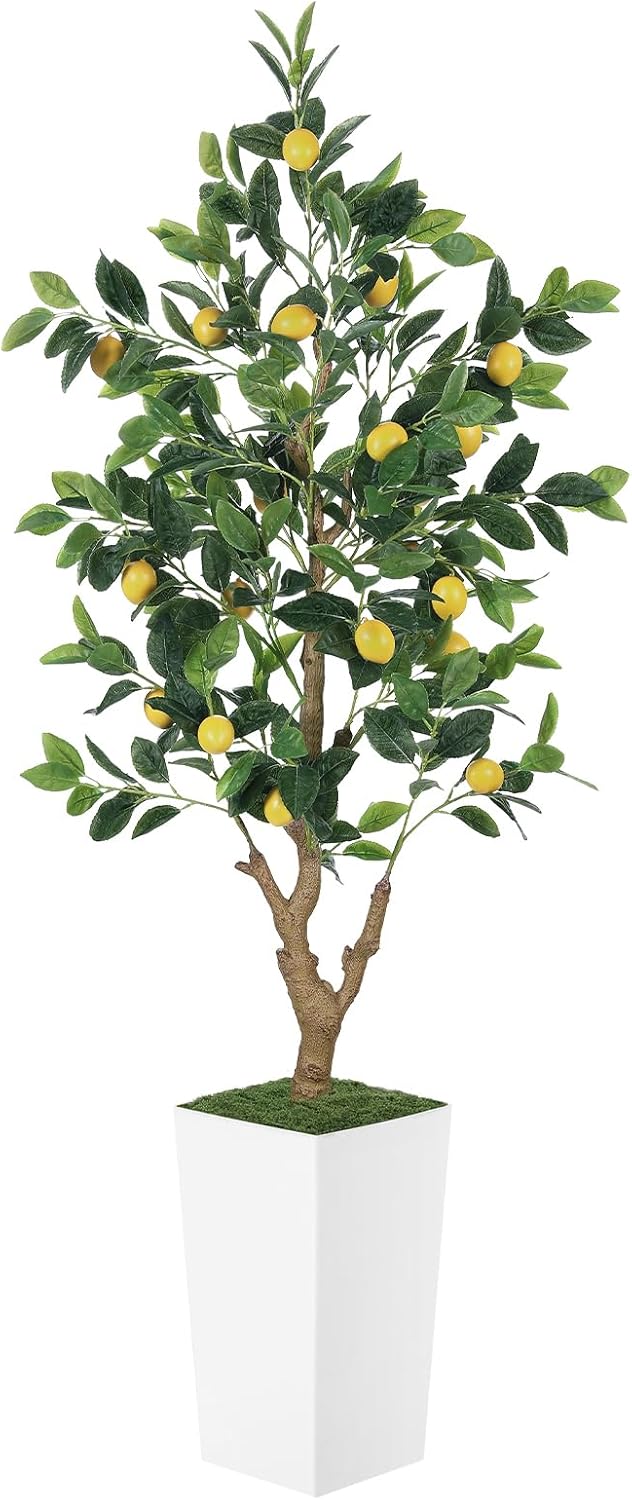 5FT Artificial Lemon Tree with Pot - Tropical Decor