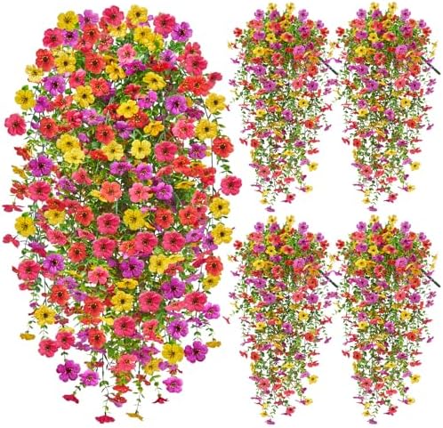 Upgrade UV-Resistant Artificial Hanging Flowers 4PCS
