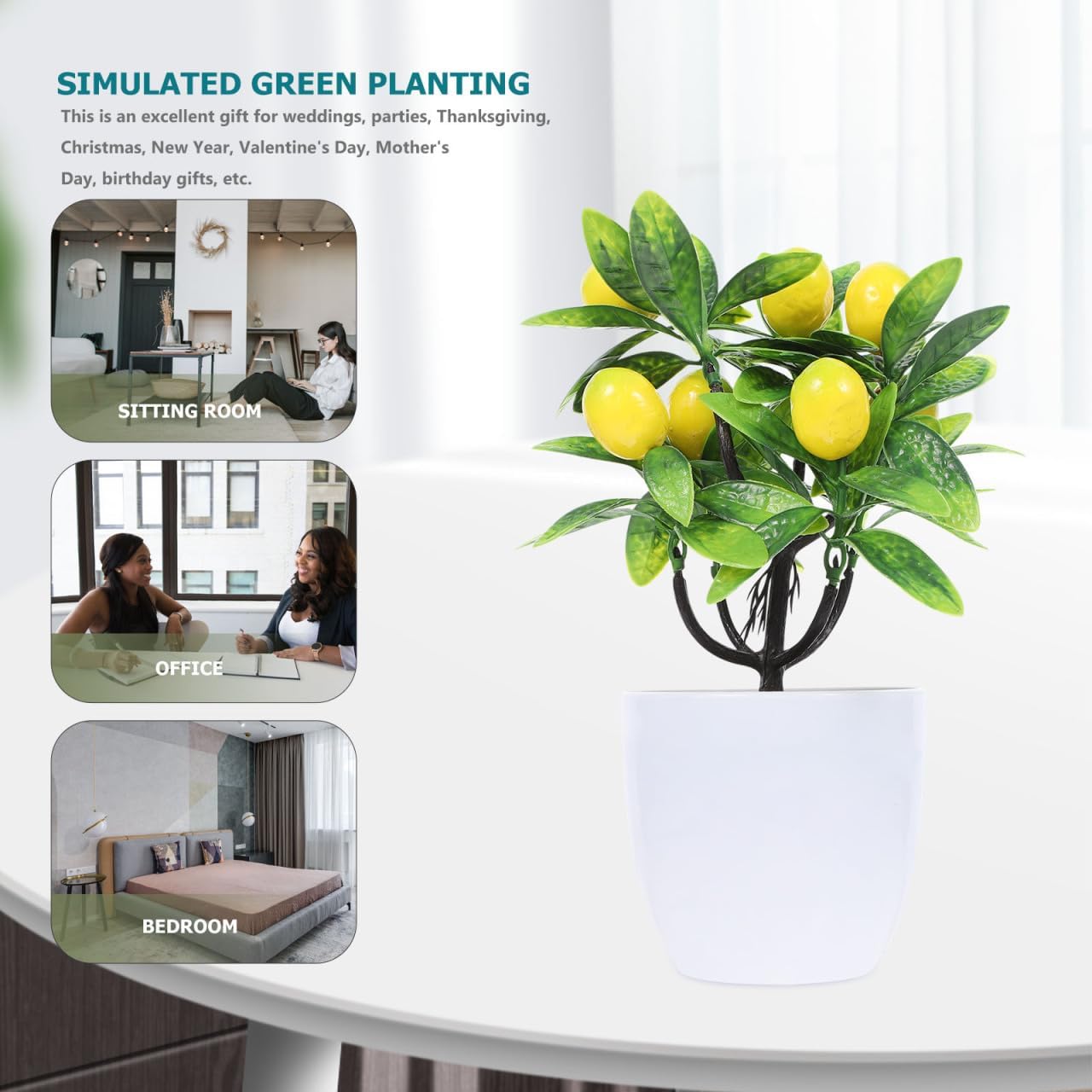 PRETYZOOM 2pcs Artificial Lemon Tree 24cm Potted Plant