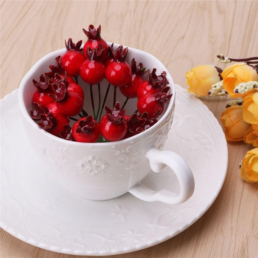 20Pcs Red Mini Pomegranate Artificial Decor