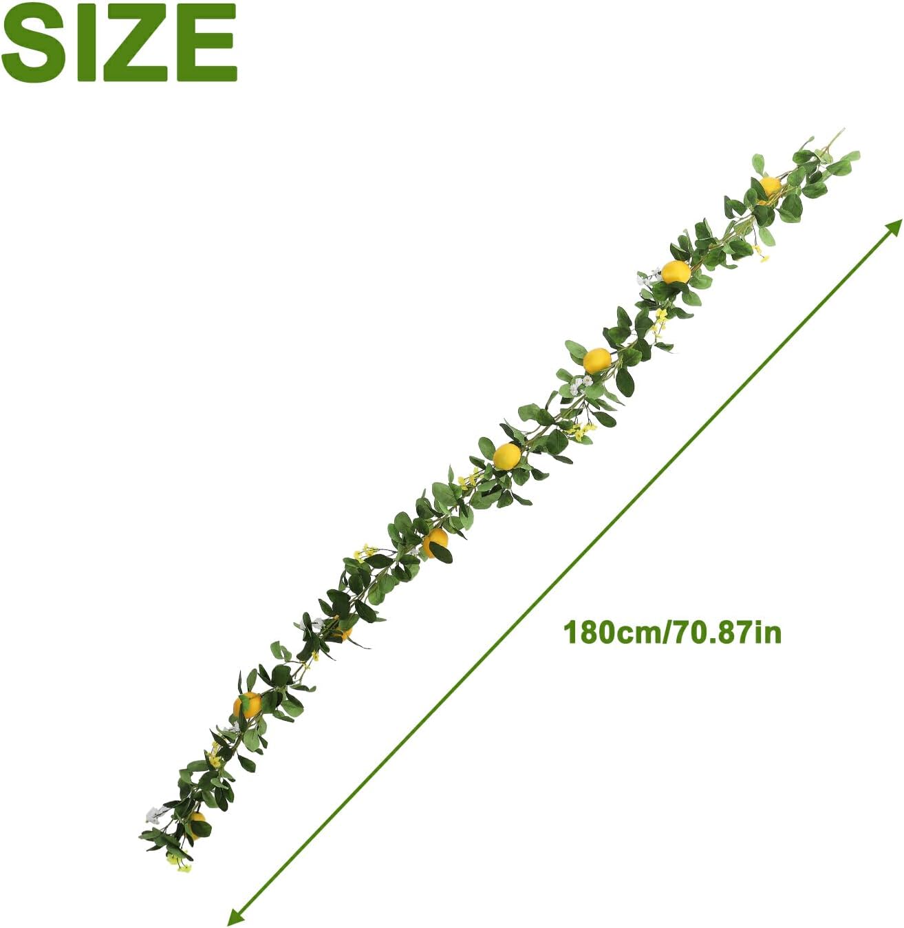 DULRLLY 66 Ft Artificial Lemon Garland with Yellow Fake Lemons and Flowers