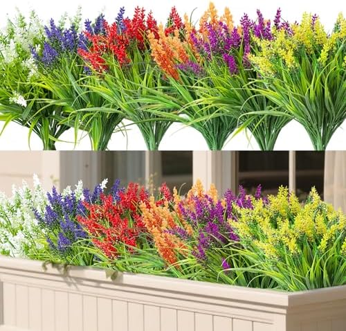 24 Bundles Artificial Lavender Flowers for Outdoor Decor