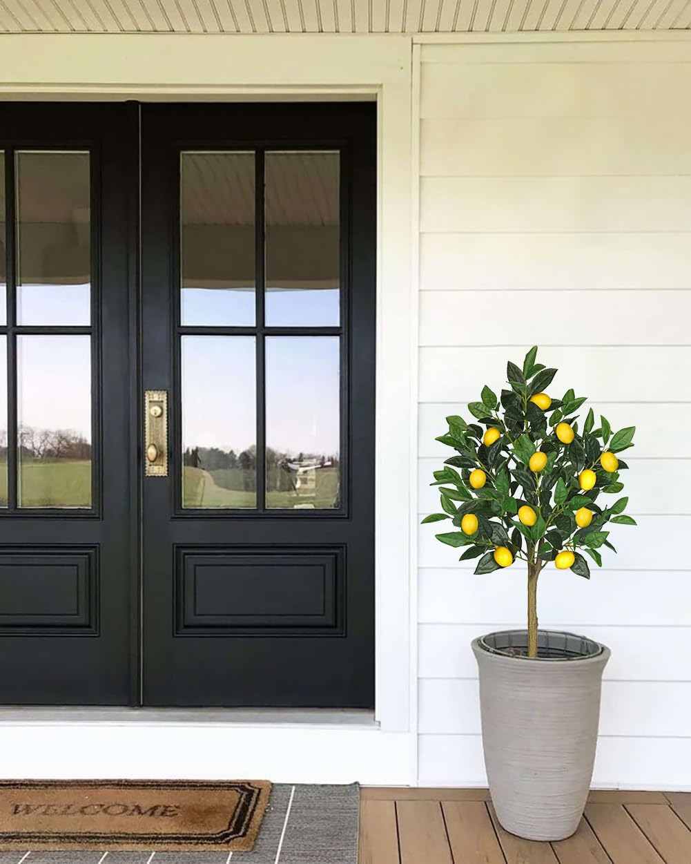3 Ft Artificial Lemon Trees Indoor with White Ceramic Pot