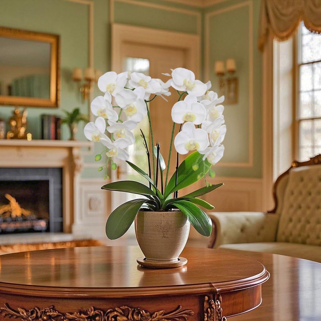 Htmeing 38 Inch Artificial Phalaenopsis Flowers Branches Real Touch