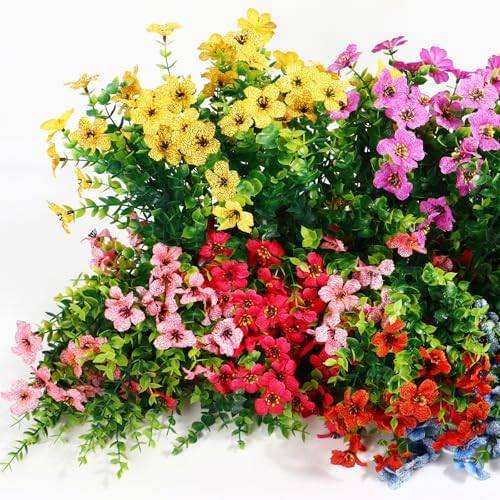 12 Bundles Artificial Flowers Daisies UV Resistant Home Decor