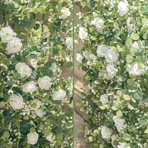 Annas Whimsy 591FT Artificial Eucalyptus Garland with Flowers