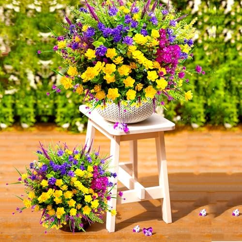 Tstweto Artificial Flowers 20 Bundle UV Resistant Outdoor Decor