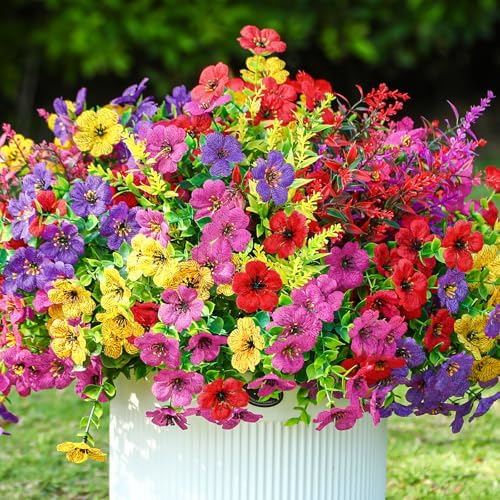 SHareconn 24 Bundle Artificial Flowers for Outdoor Decor