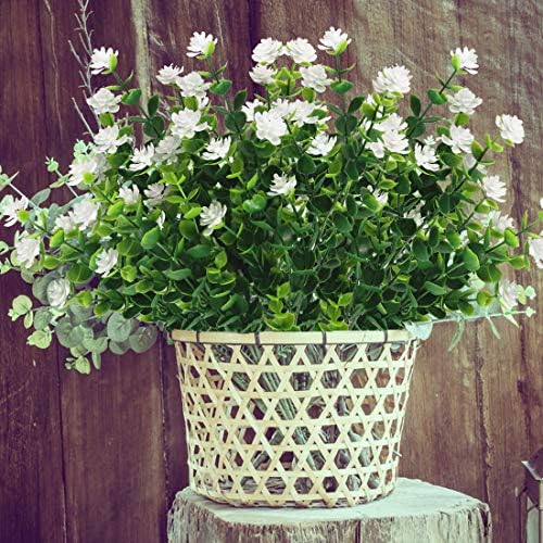 HAPLIA 6 Bundle Artificial Flowers Set - White UV Resistant