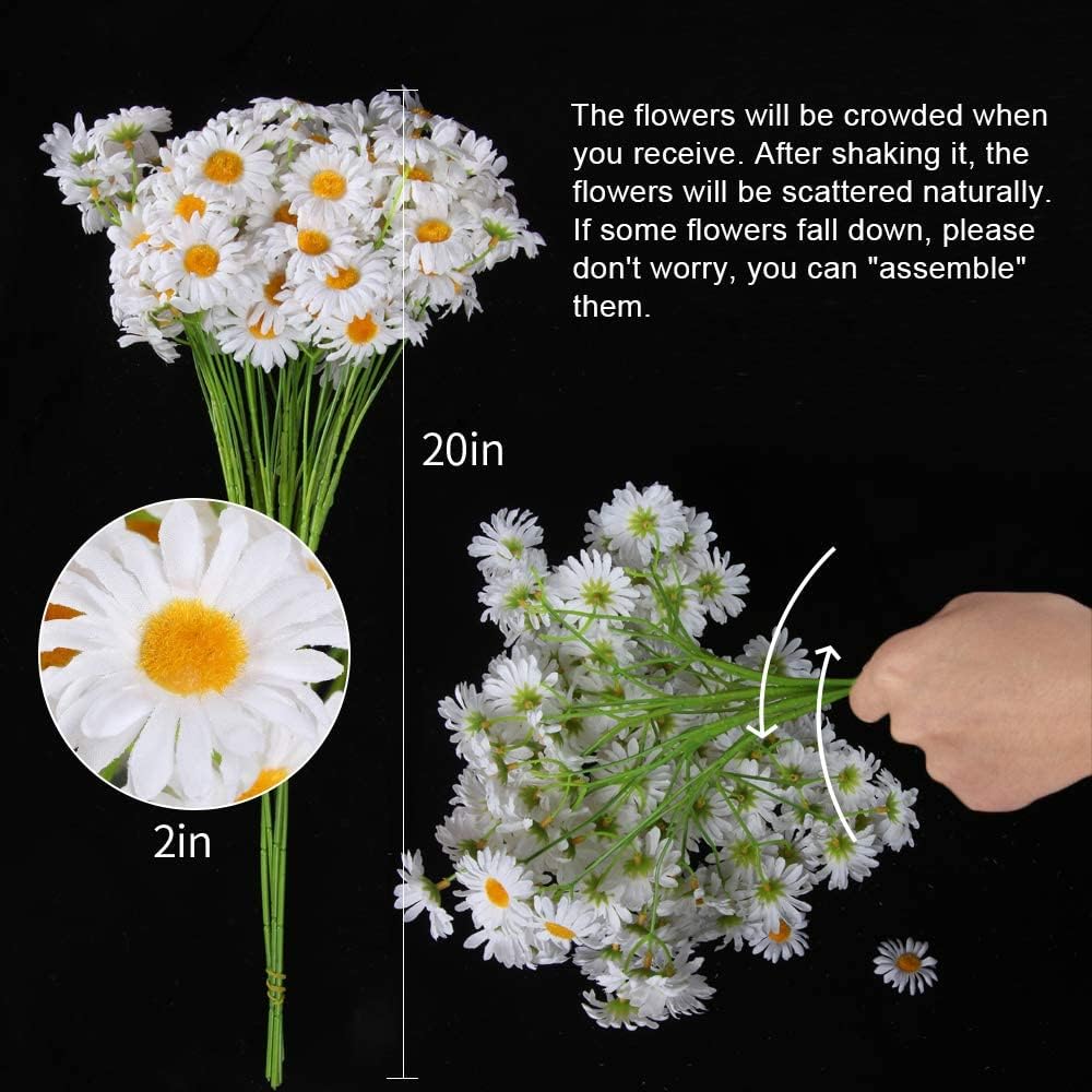 AmyHomie Artificial Silk Daisy Flowers for Home Wedding Decor