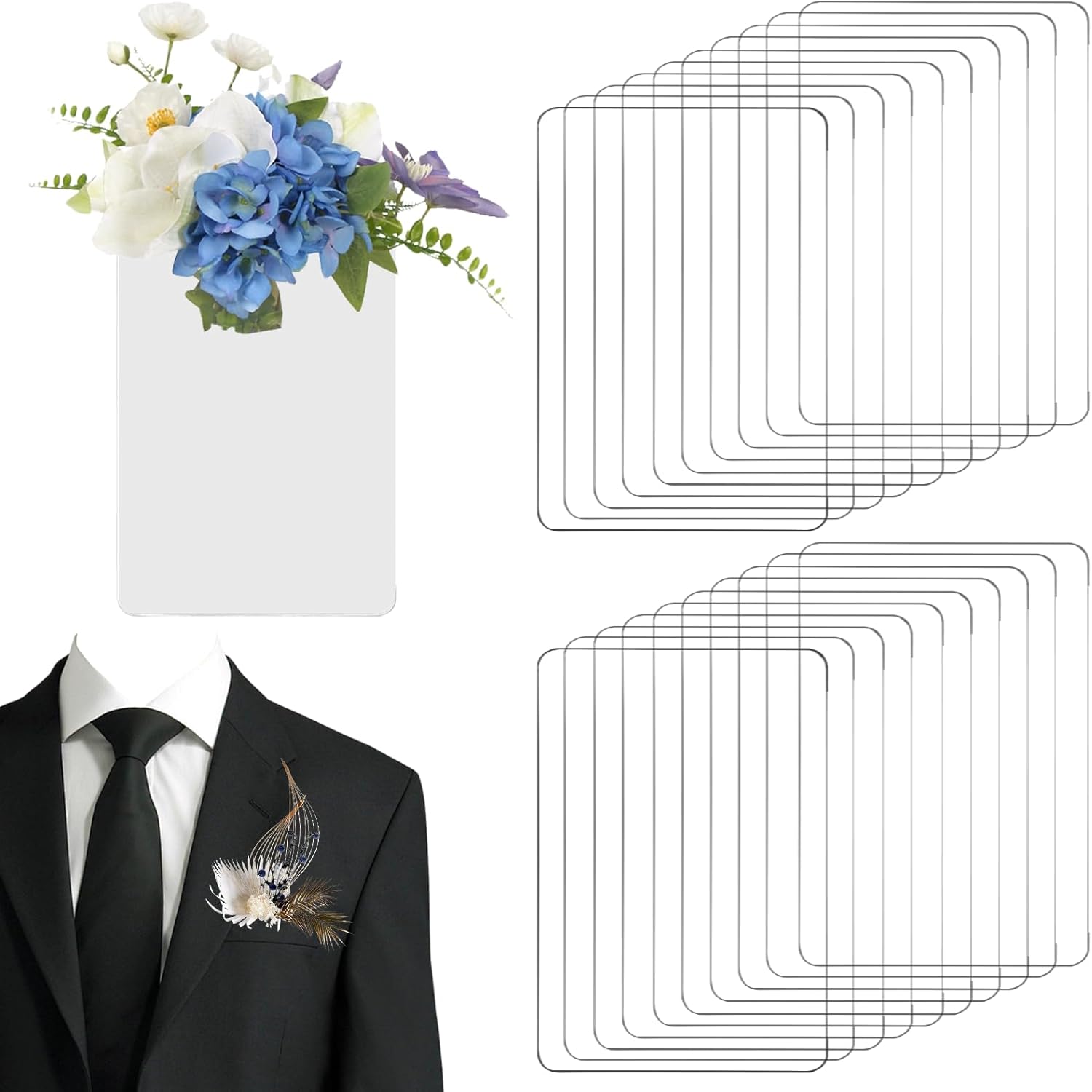 CANIPHA 20Pcs Clear Pocket Boutonniere Holder