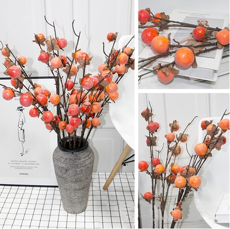 JOSON 36 Inch Artificial Persimmon Stem Set of 2 Orange 1