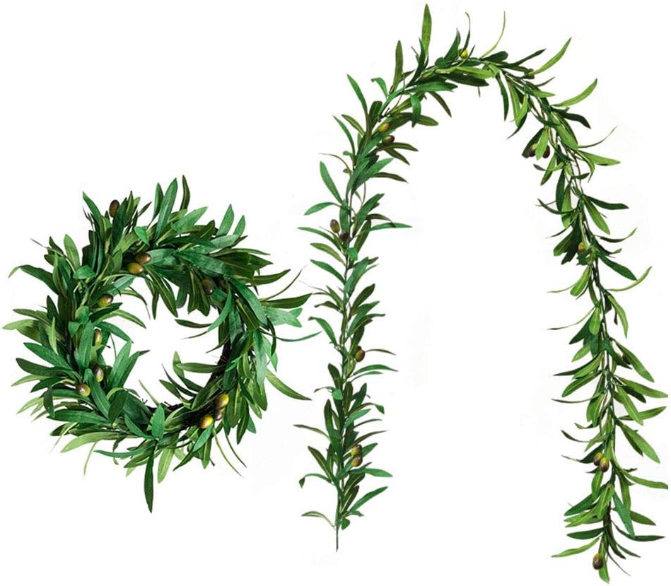 Artificial Olive Leaf Garland with Fake Fruits 2PCS