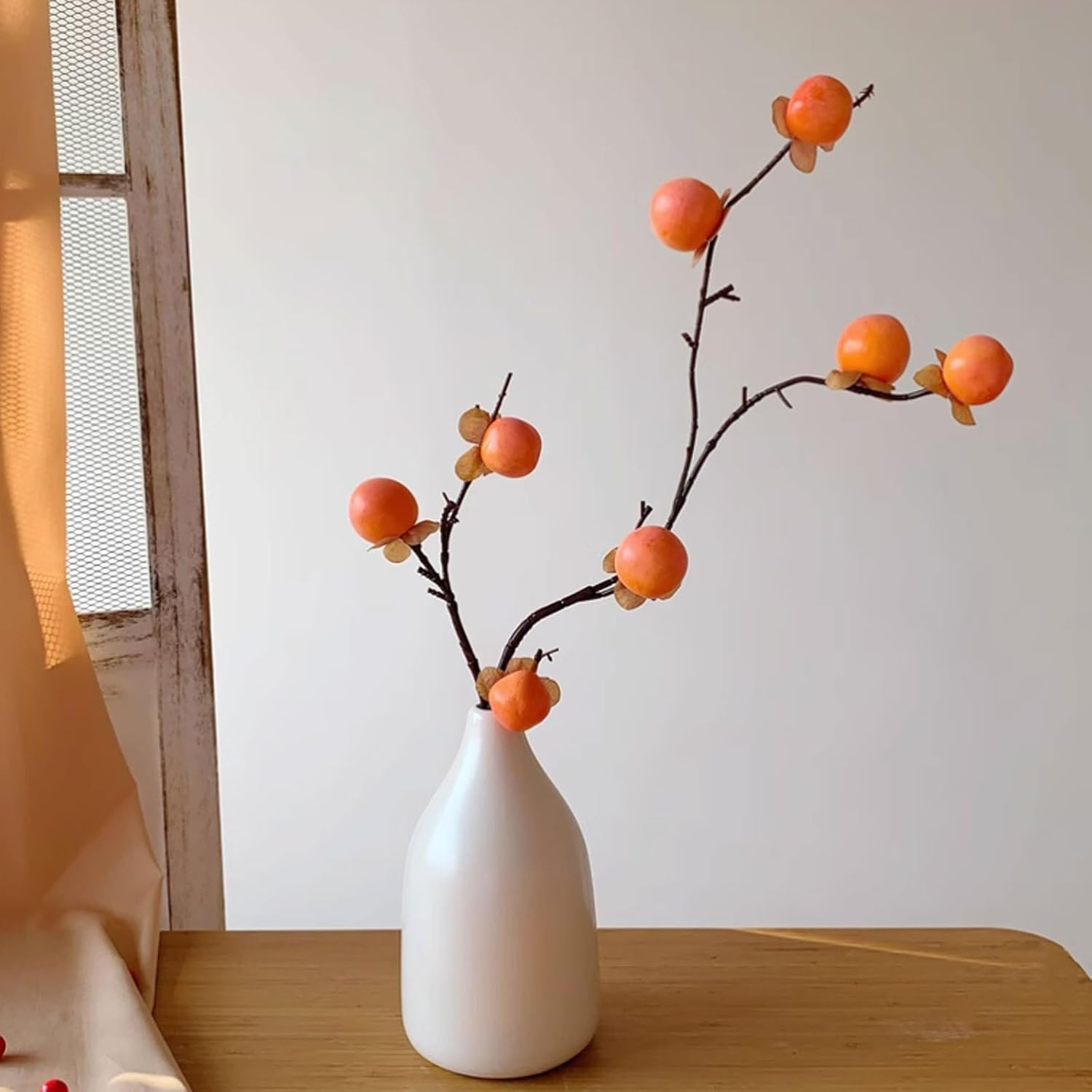PEKJI Foam Artificial Fruit Flowers with Ceramic Vase Decor Centerpieces