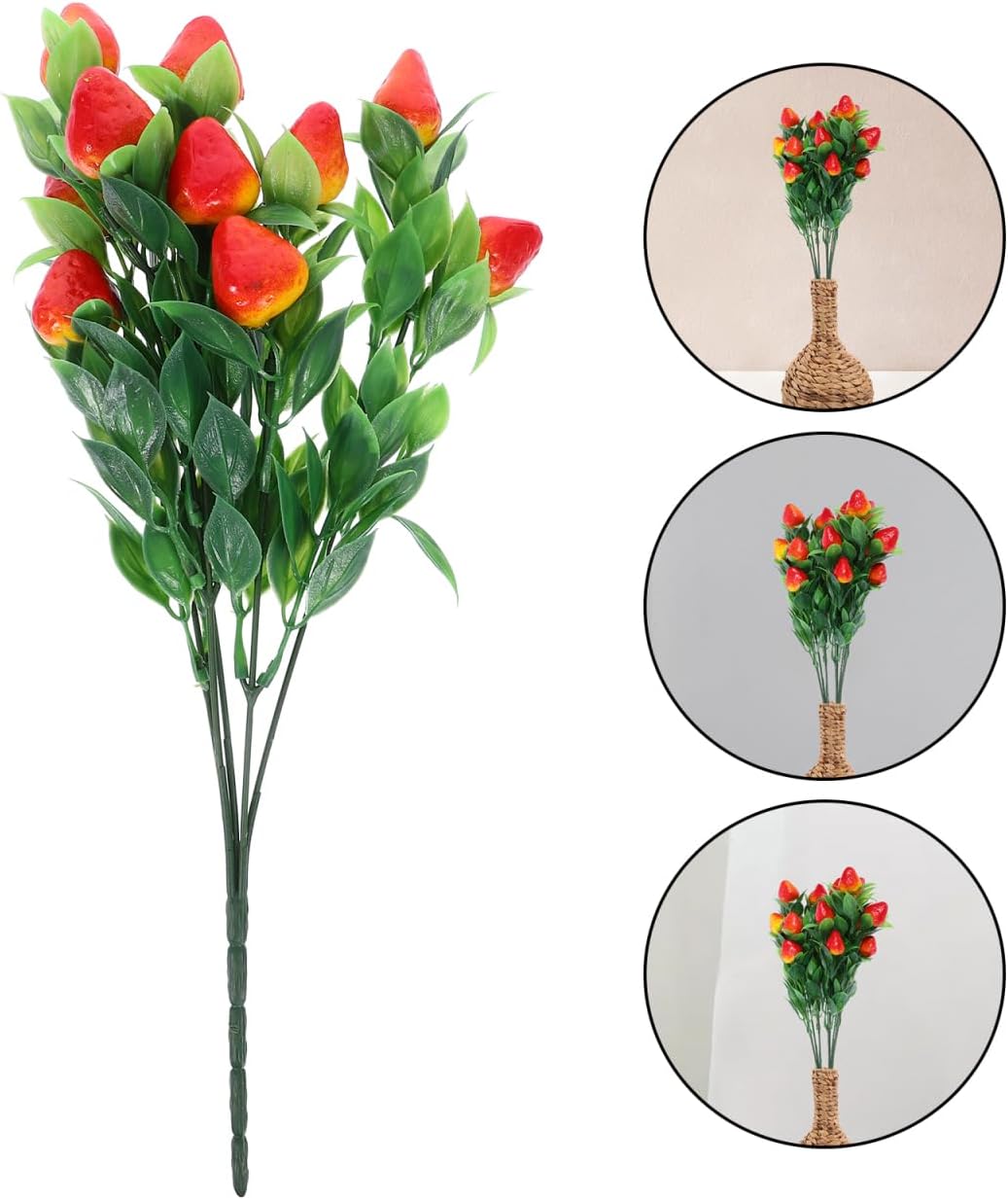 MAGICLULU 2pcs Artificial Strawberry Bouquets for Home Decor