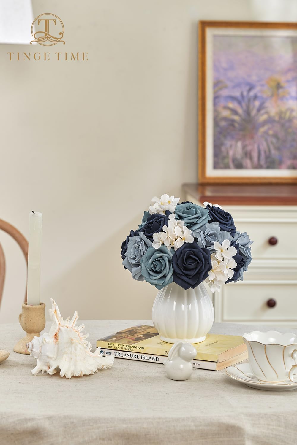 TINGE TIME Navy Blue Artificial Flowers Combo