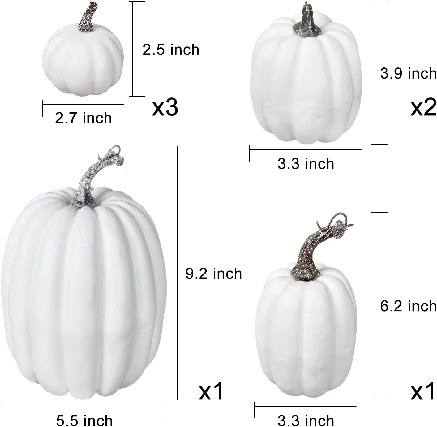 DearHouse 7Pcs Artificial White Pumpkin Fall Decor Set