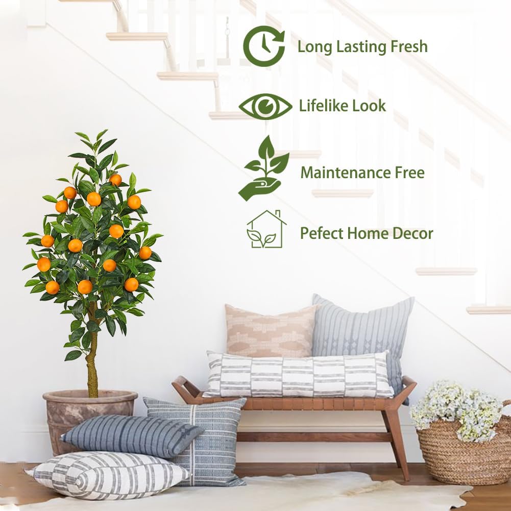 4ft Artificial Orange Tree with 14 Realistic Fruits