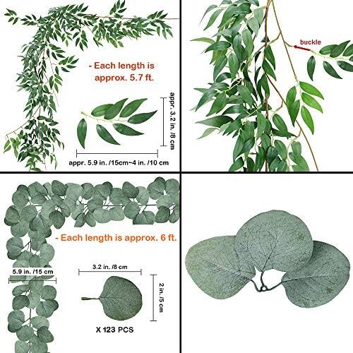 Windiy 55 Ft Mixed Faux Silver Dollar Eucalyptus Garland