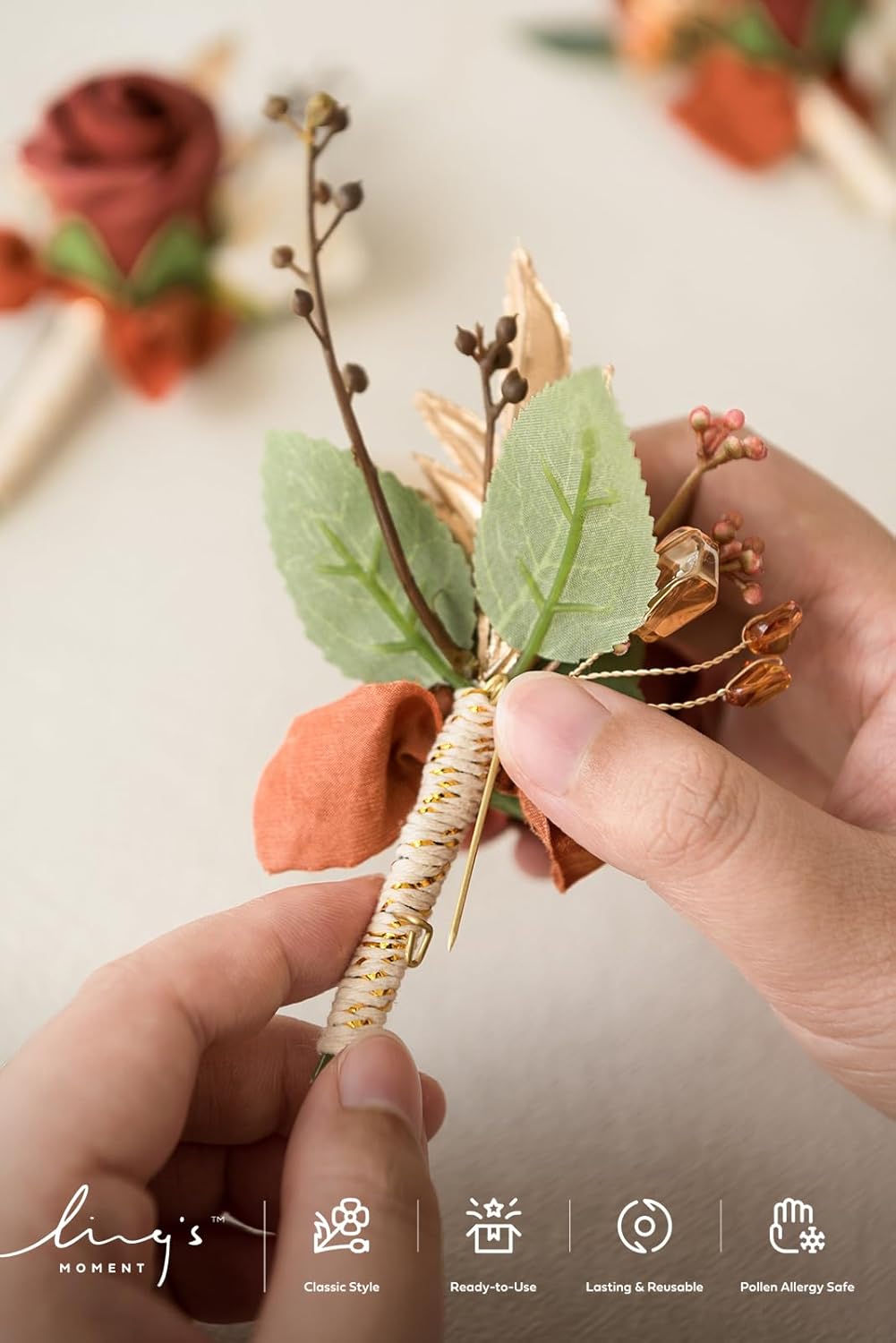 Lings Moment Terracotta Orange Boutonniere Set 1