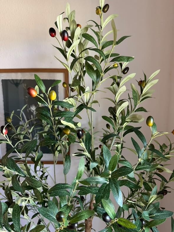 GAOMON 6ft Artificial Olive Tree with White Pot 2pcs
