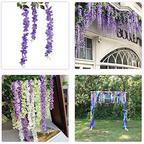 6 Pack Artificial Wisteria Vine Hanging Garland Purple
