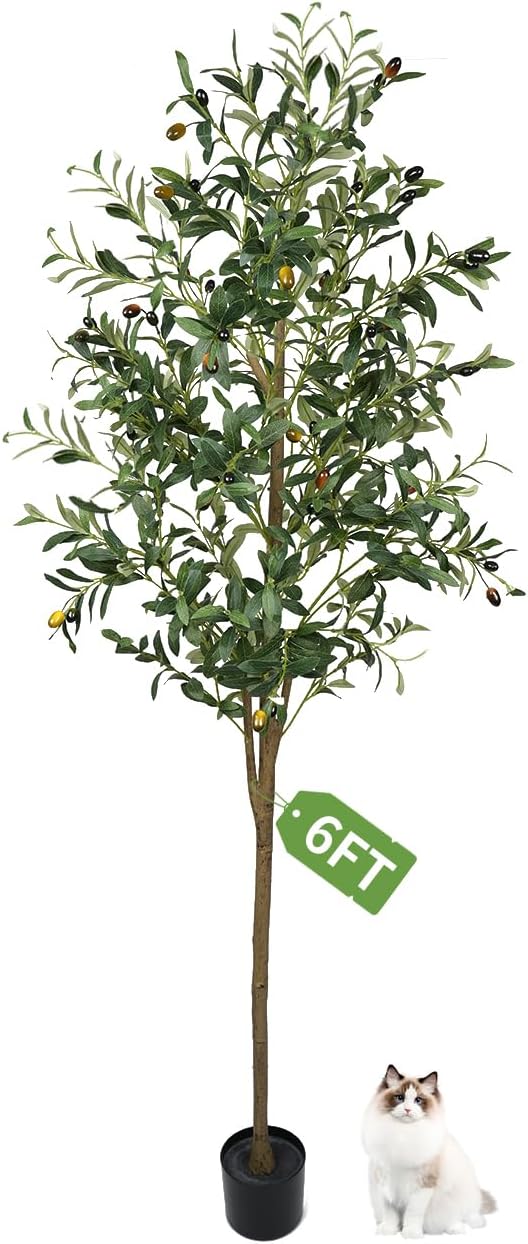 6FT Potted Artificial Olive Tree for Home Office Decor