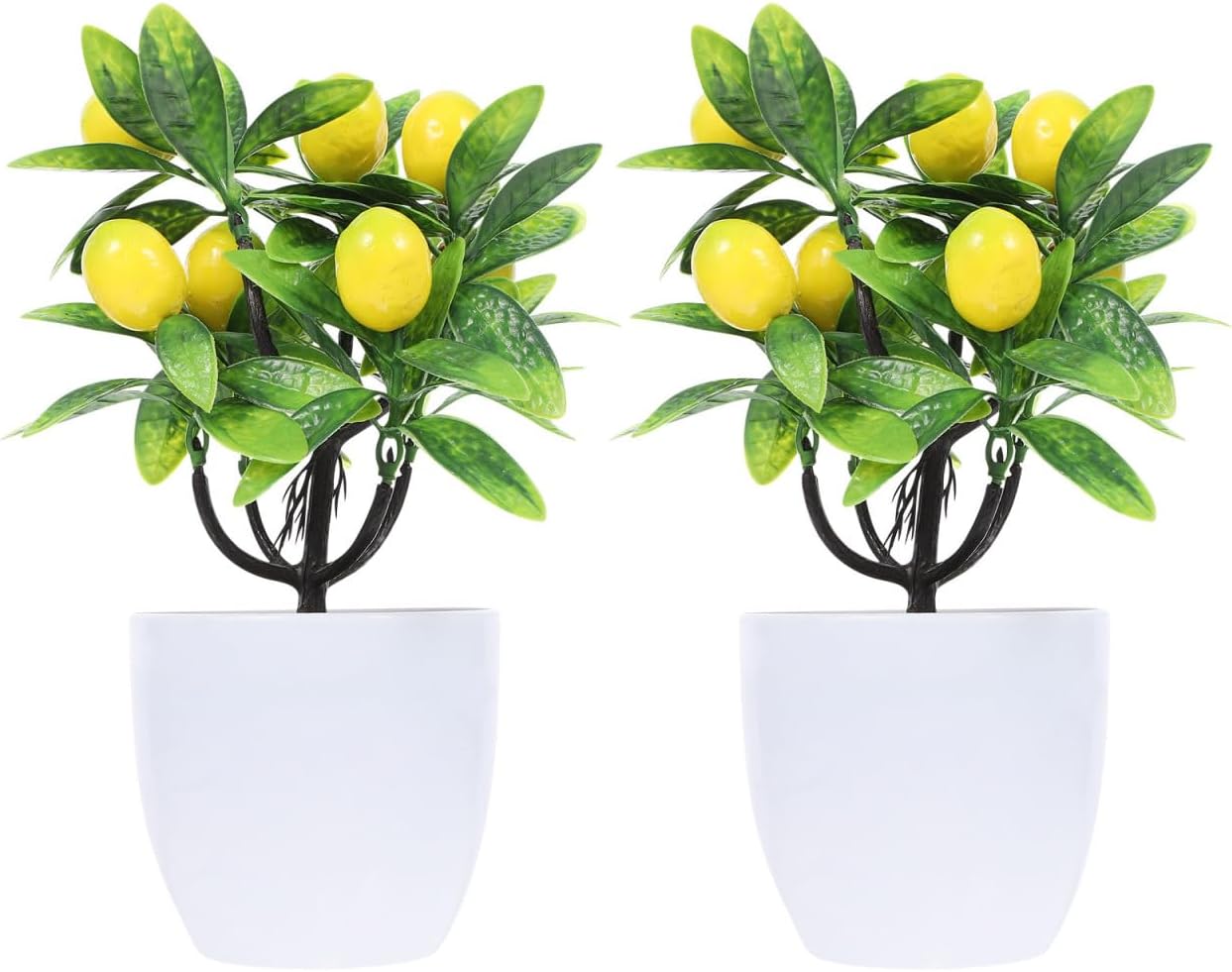 PRETYZOOM 2pcs Artificial Lemon Tree 24cm Potted Plant