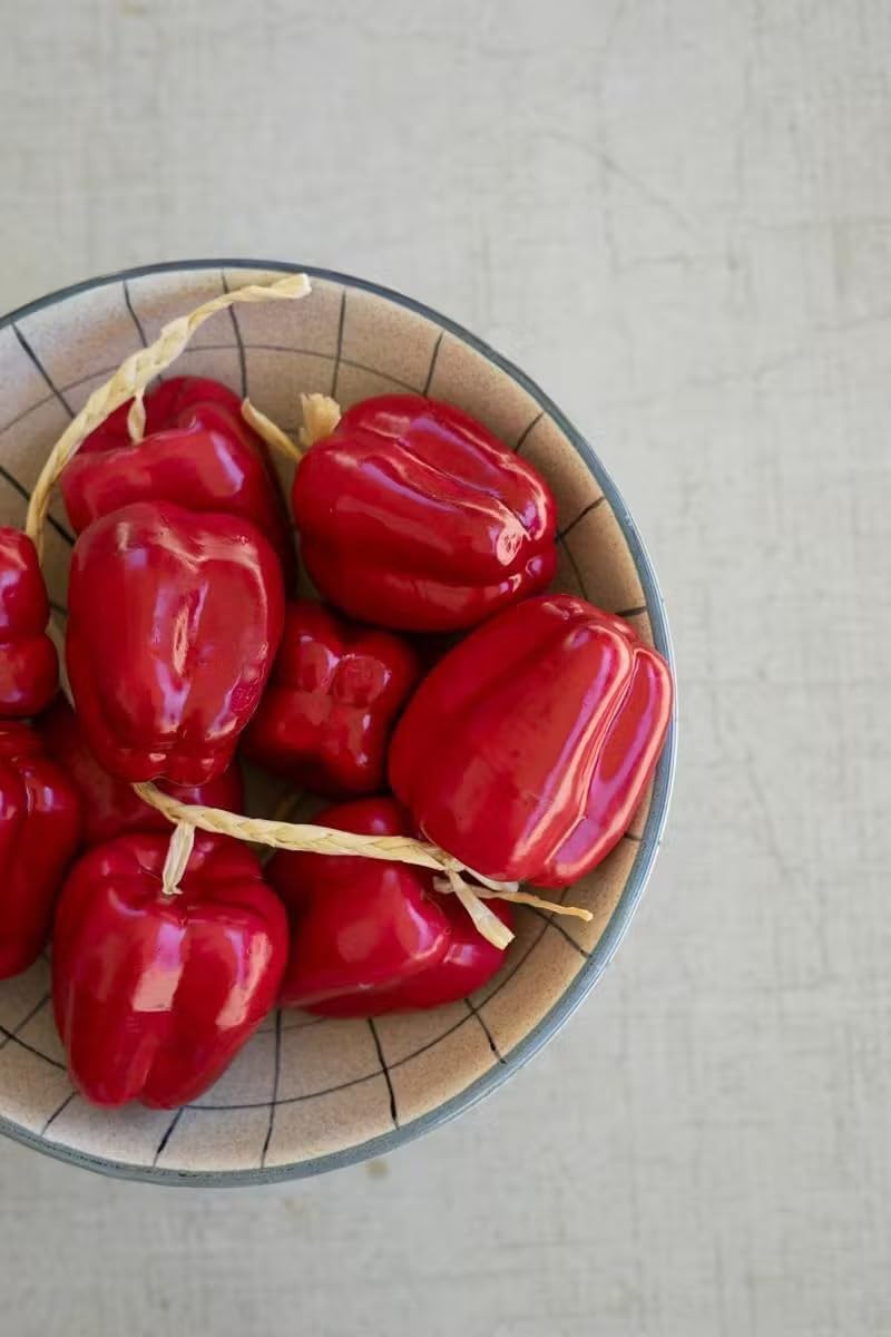 First of a Kind Artificial Red Bell Pepper String - Set of 4