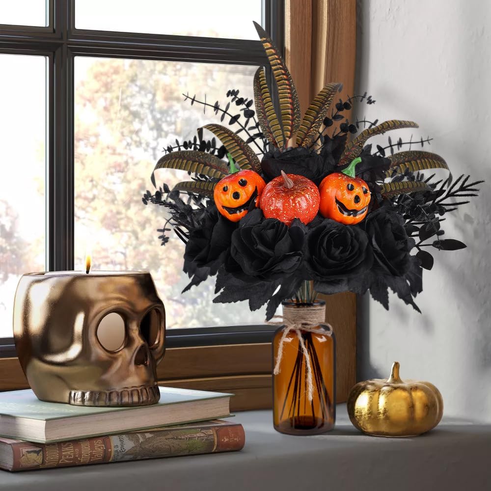 Halloween Artificial Flower Arrangements with Vase