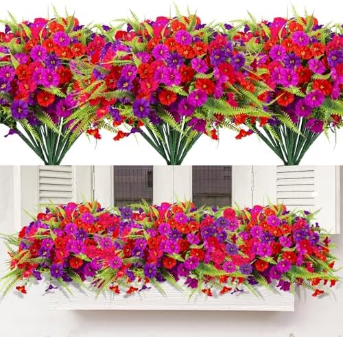 HIAGROW Artificial Petunias Flowers 12 Bundles UV Resistant Decor