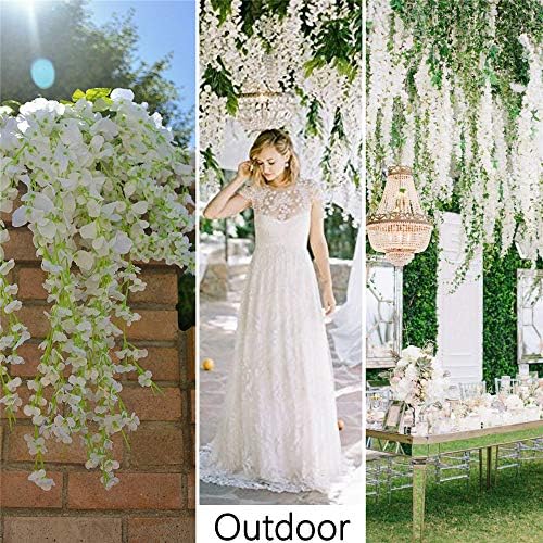 12Pcs Artificial Wisteria Flowers Hanging Garland Decor