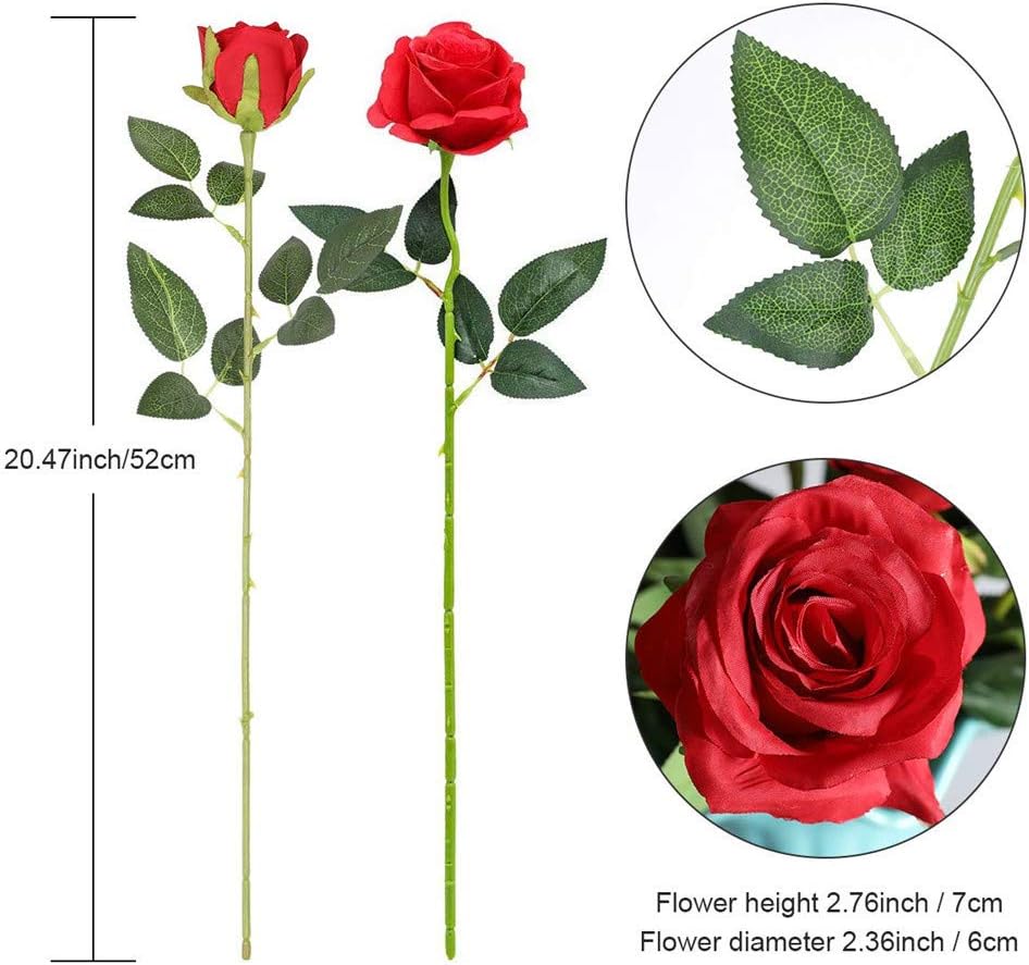 Hawesome 12PCS Artificial Silk Roses Bouquet with Realistic Buds