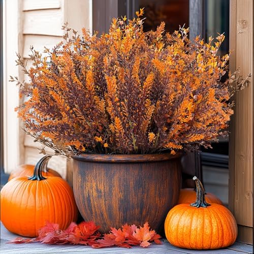 10 Bundles Artificial Fall Flowers for Outdoor Decor