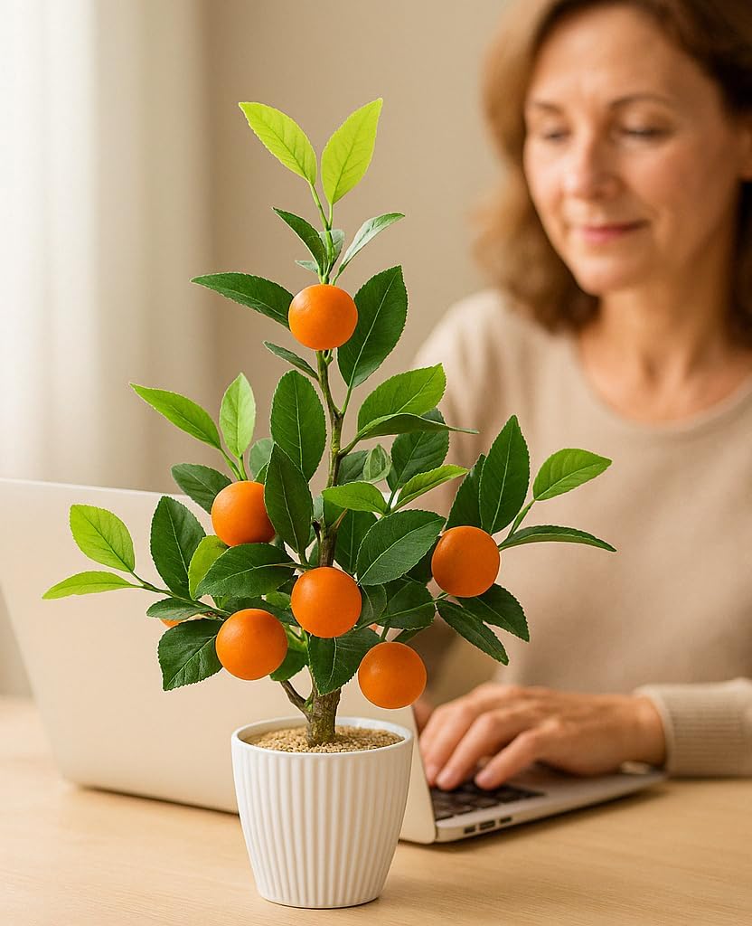 AceList Artificial Orange Tree in White Pot