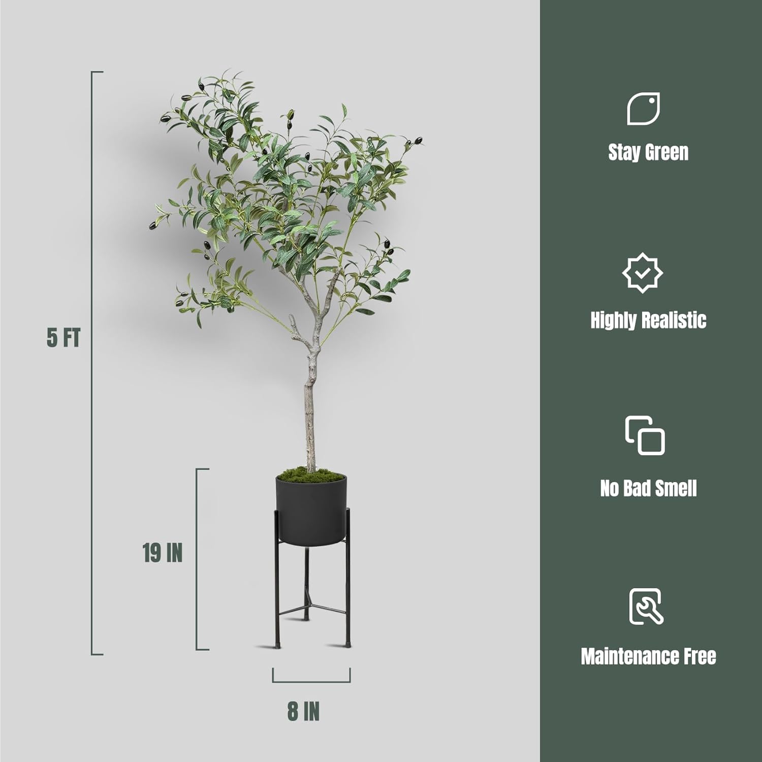 URALFA 5FT Artificial Olive Tree with Planter