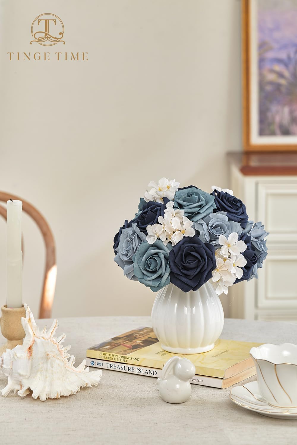 TINGE TIME Navy Blue Artificial Flowers Combo