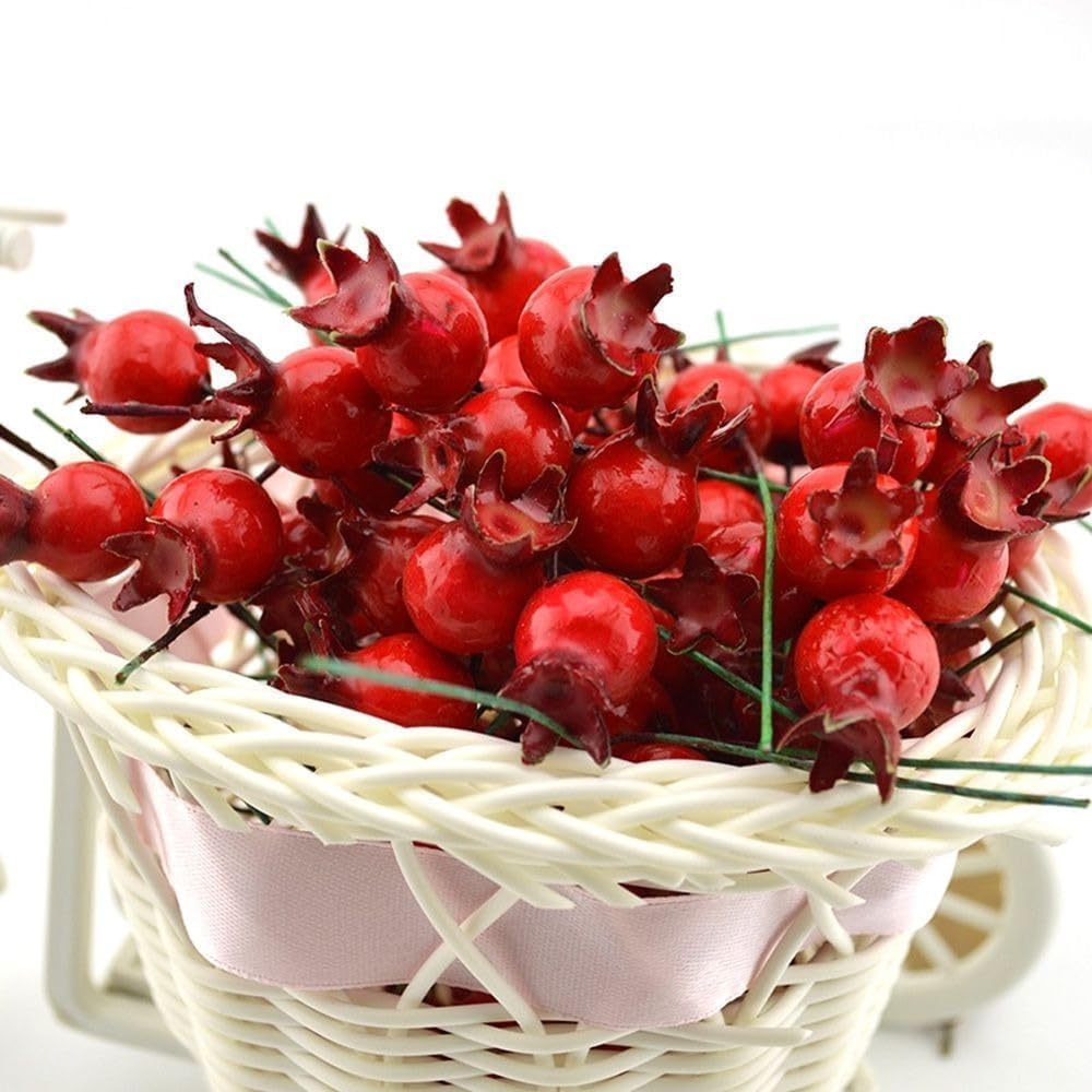 20Pcs Red Mini Pomegranate Artificial Decor
