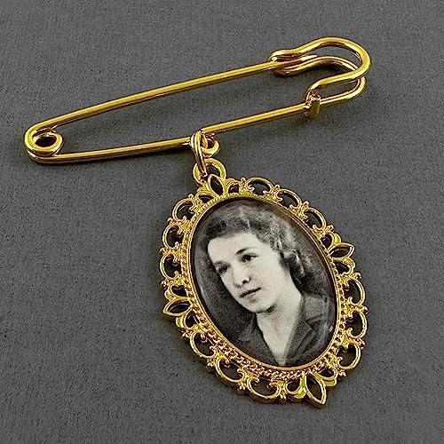 Gold Wedding Bouquet Photo Charm Pin