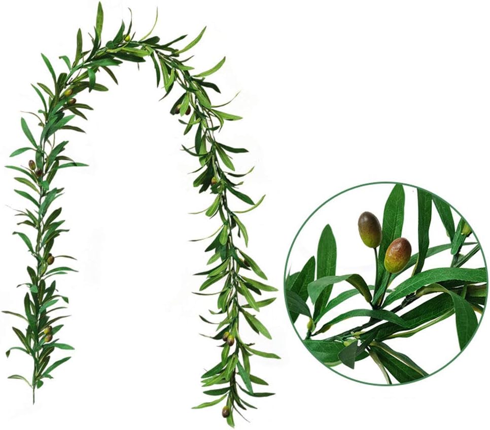 Artificial Olive Leaf Garland with Fake Fruits 2PCS