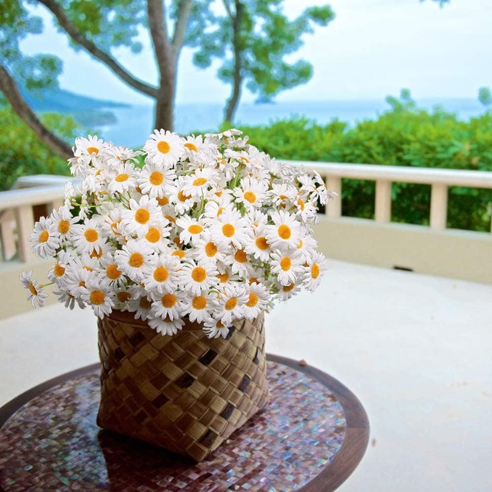 AmyHomie Artificial Silk Daisy Flowers for Home Wedding Decor