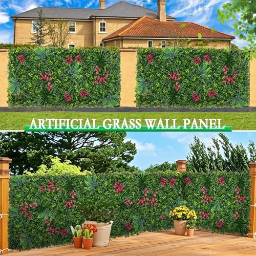Artificial Boxwood Wall Panels with Mint Leaves 20x20 12pcs Greenery Privacy Screen